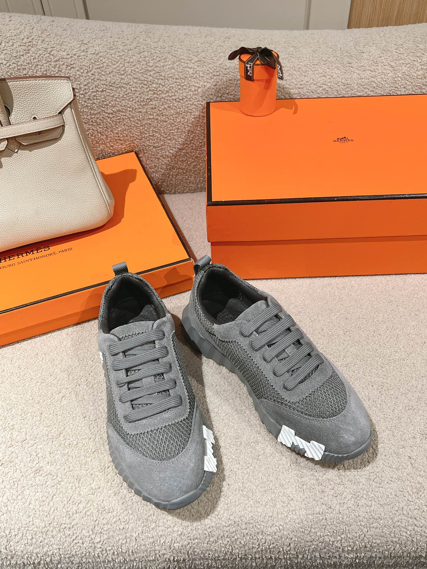 MAINLAND SNEAKER IN MOUSE GRAY SUEDE AND BREATHABLE MESH FABRIC、mysite、Cacoeks
