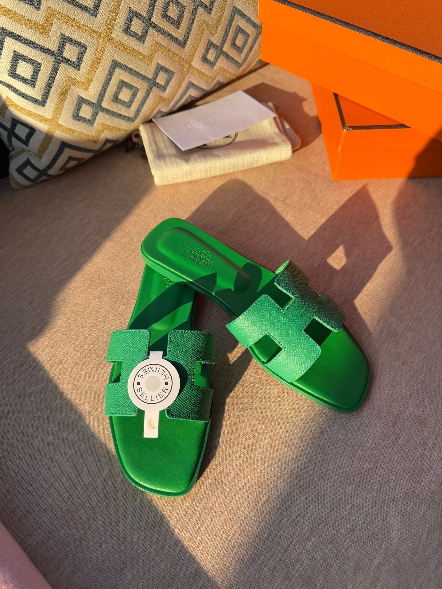 0RAN SANDALS IN SHAMROCK GREEN CALFSKIN、mysite、Cacoeks