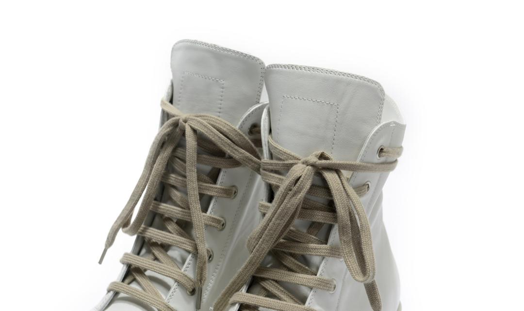Rick Owens Leather High Top Sneaker in White Cream、mysite、Cacoeks