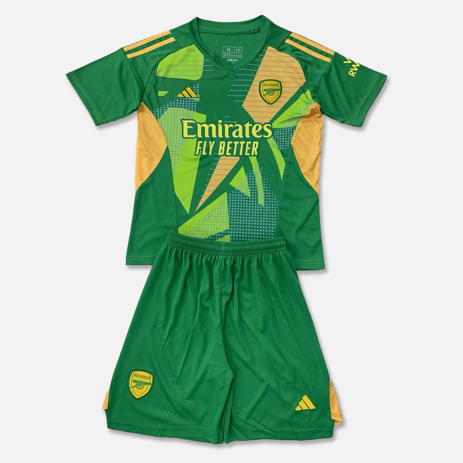 ManixJersey.com | Arsenal 24-25 Fruit Green Goalkeeper Kids Kit -Customize Name, Number and Patch | Worldwide Shipping