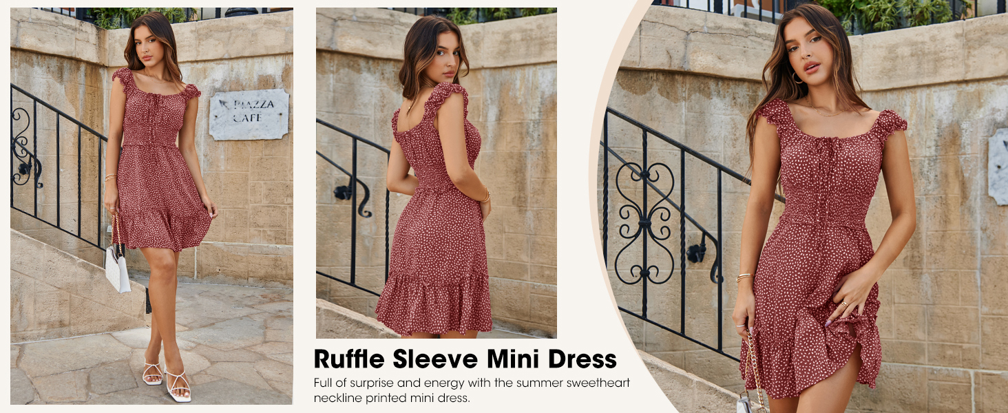 Women's Summer Sweetheart Neckline Printing Dress