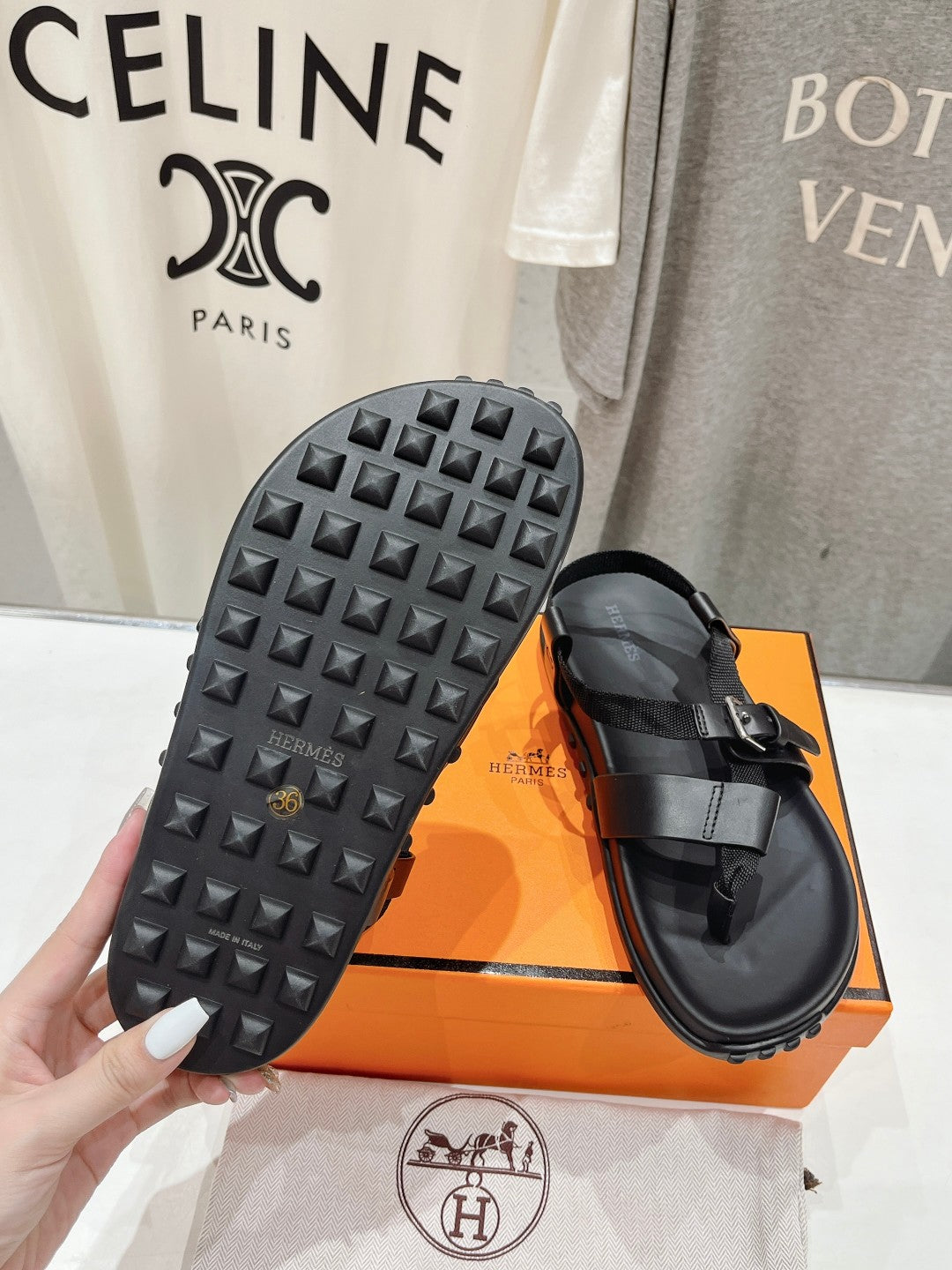 SANDAL BRAIDED 30 BLACK CALFSKIN、mysite、Cacoeks