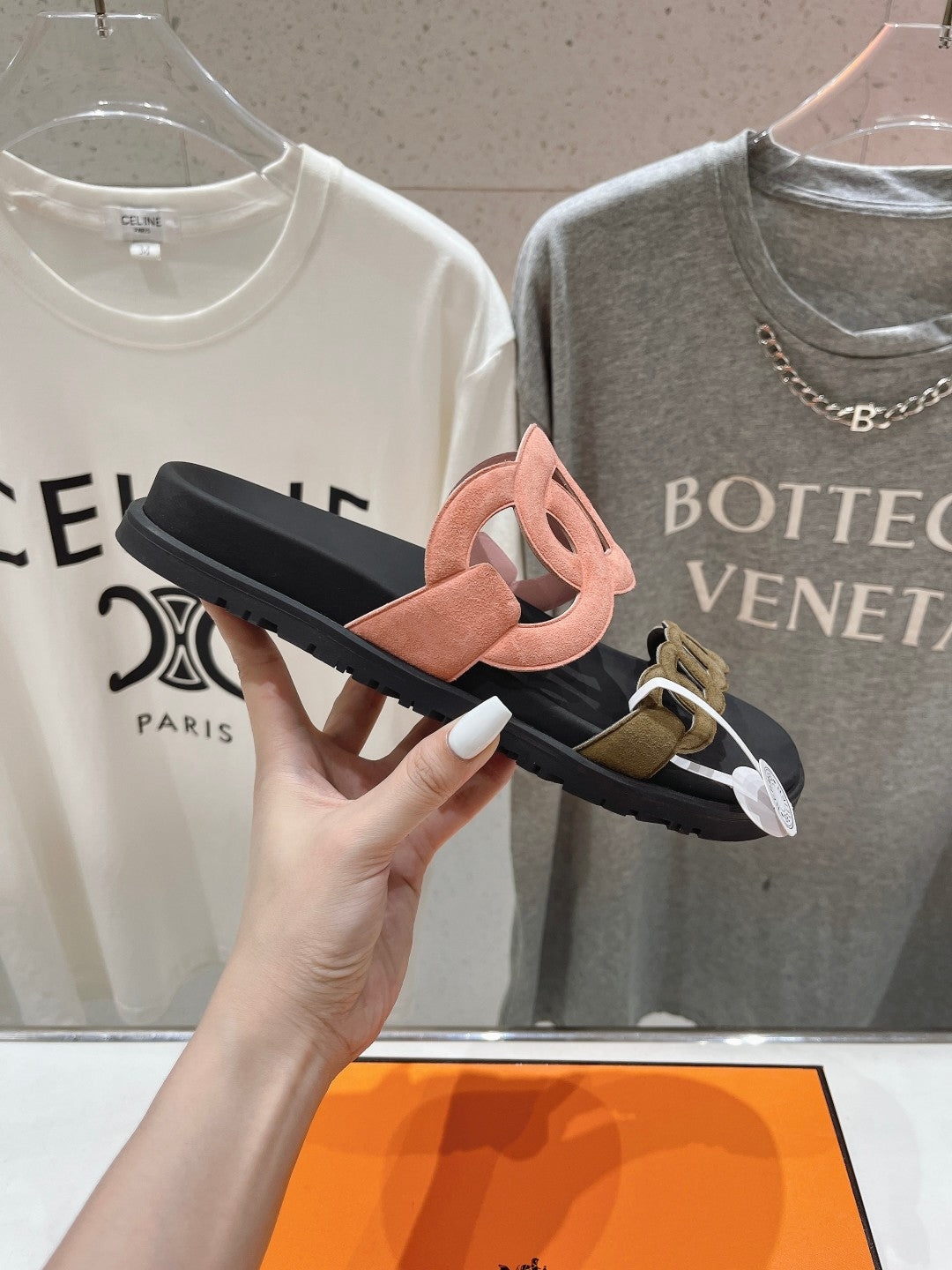 EXTRA SANDAL BLACK MIX PEACH MIX MOSS CALFSKIN、mysite、Cacoeks