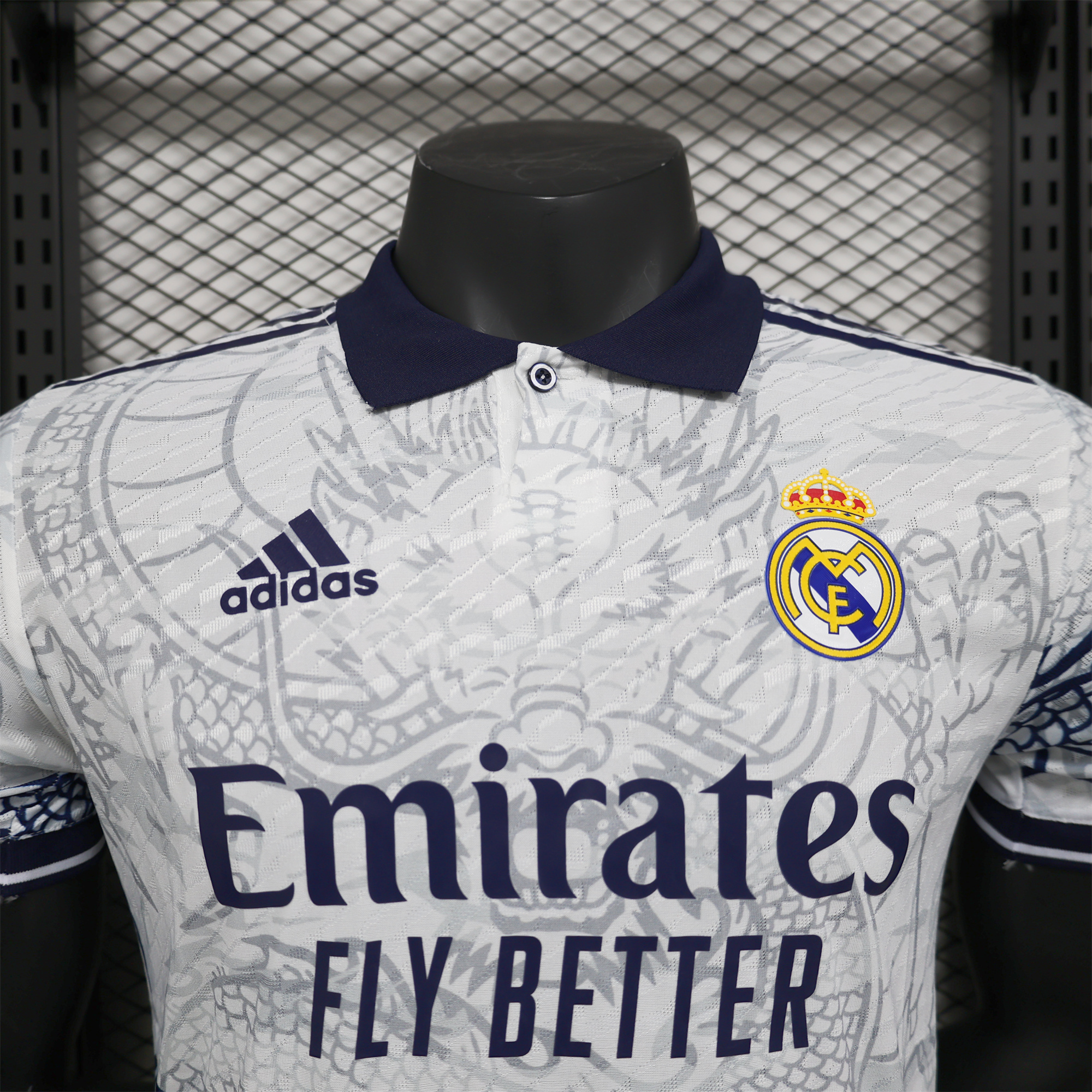JerseysGala.com | Real Madrid 24-25 Black Dragons Pattern White Special Edition Jersey - Player Version -Customize Name, Number and Patch | Worldwide Shipping