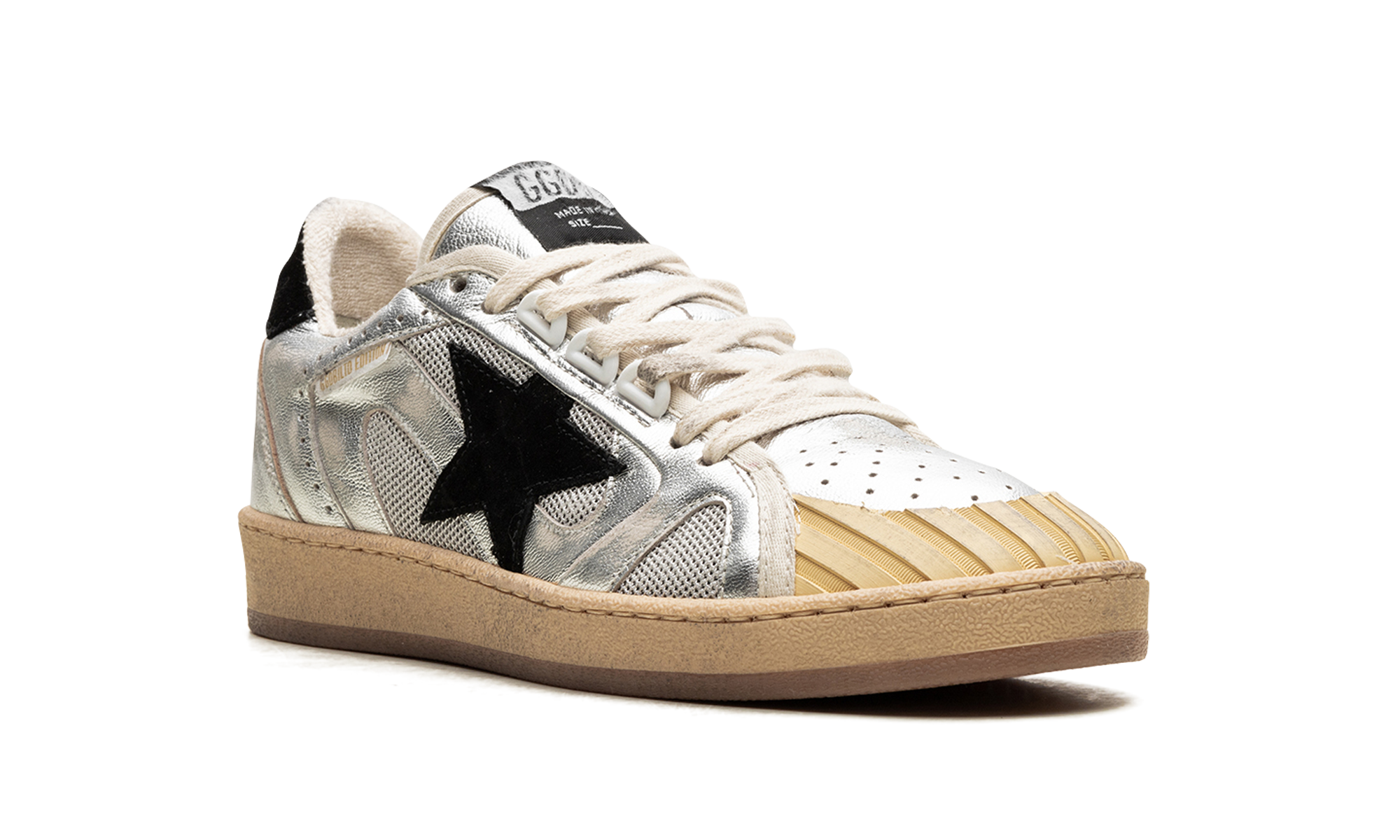 BALL STAR DOUBLE QUARTER WITH WAVES LAMINATED AND NET UPPER SUEDE STAR AND HEEL "SILVER BLACK"、mysite、Cacoeks