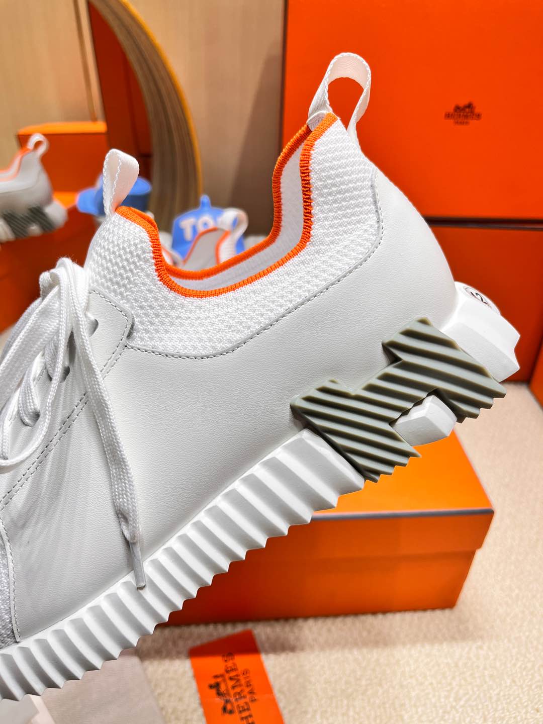 DEPART SLIP-ON SNEAKER IN FULL WHITE KNIT AND CALFSKIN、mysite、Cacoeks