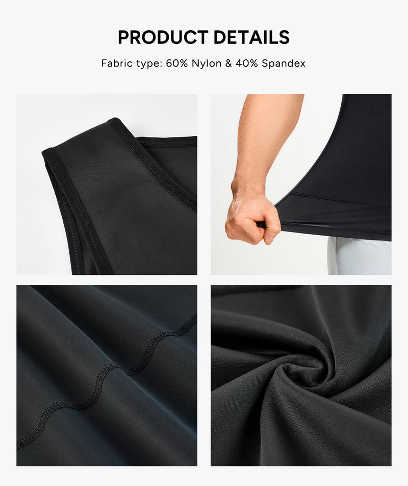 【Nebility】 Men's Basic Compression Shapewear Vest - Menswear Silky Soft Stylish Crew Neck Gymclothing Tanktop , Waist Back and Chest Tightening