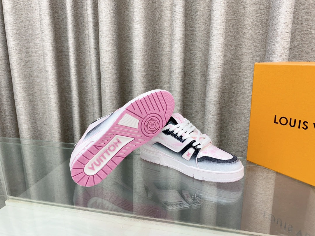 LV TRAINER SNEAKERS IN LIGHT PINK OMBRE MIX COLORFUL CALFSKIN、mysite、Cacoeks