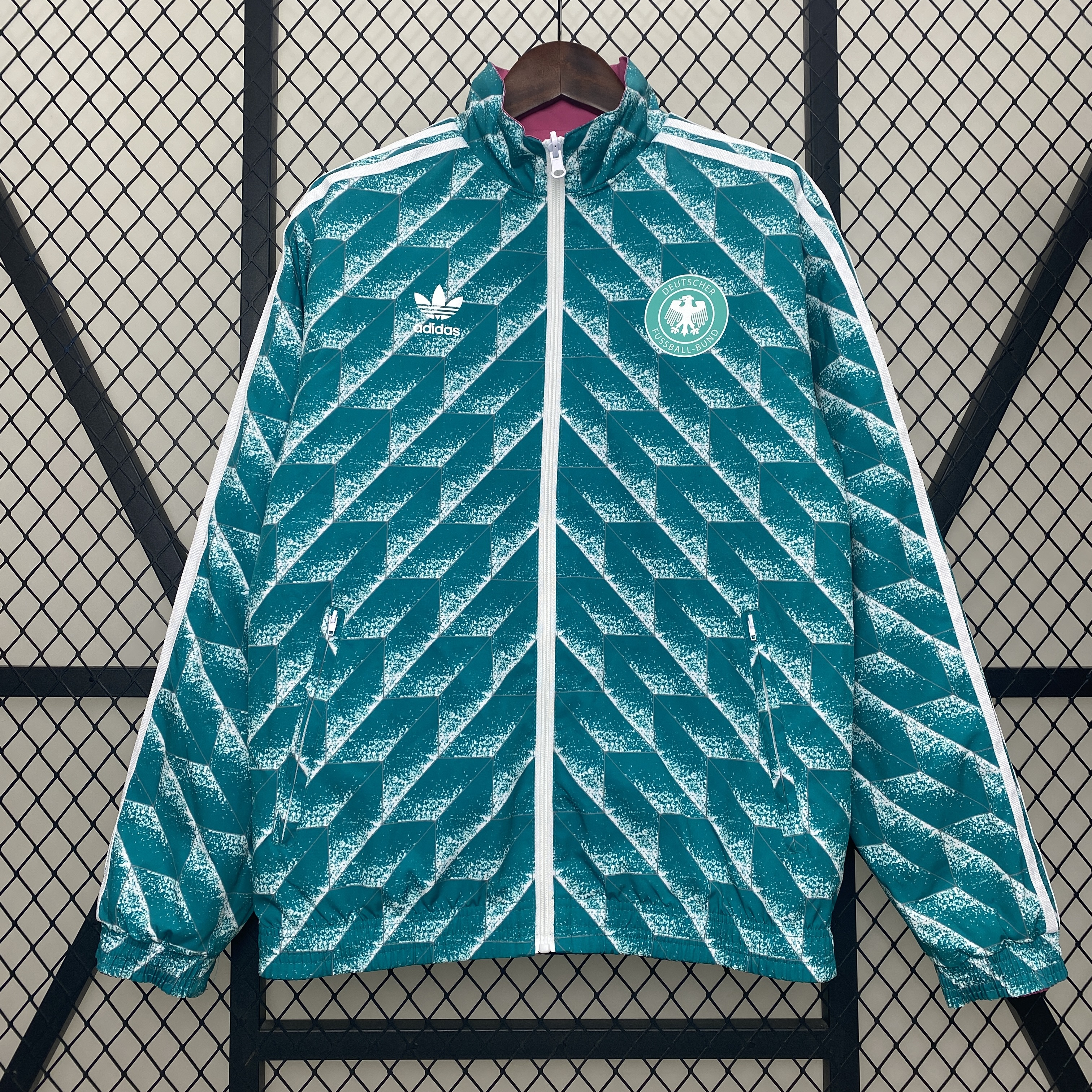 ManixJersey.com | Germany 24-25 Double Sided Reversible Windbreaker - Pink & Vintage Green -Customize Name, Number and Patch | Worldwide Shipping