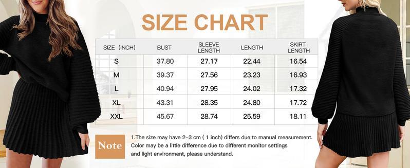 Women's 2 Piece Outfits 2025 Long Sleeve Mock Neck Ribbed Sweaters And Mini Skirt Two Piece Sets