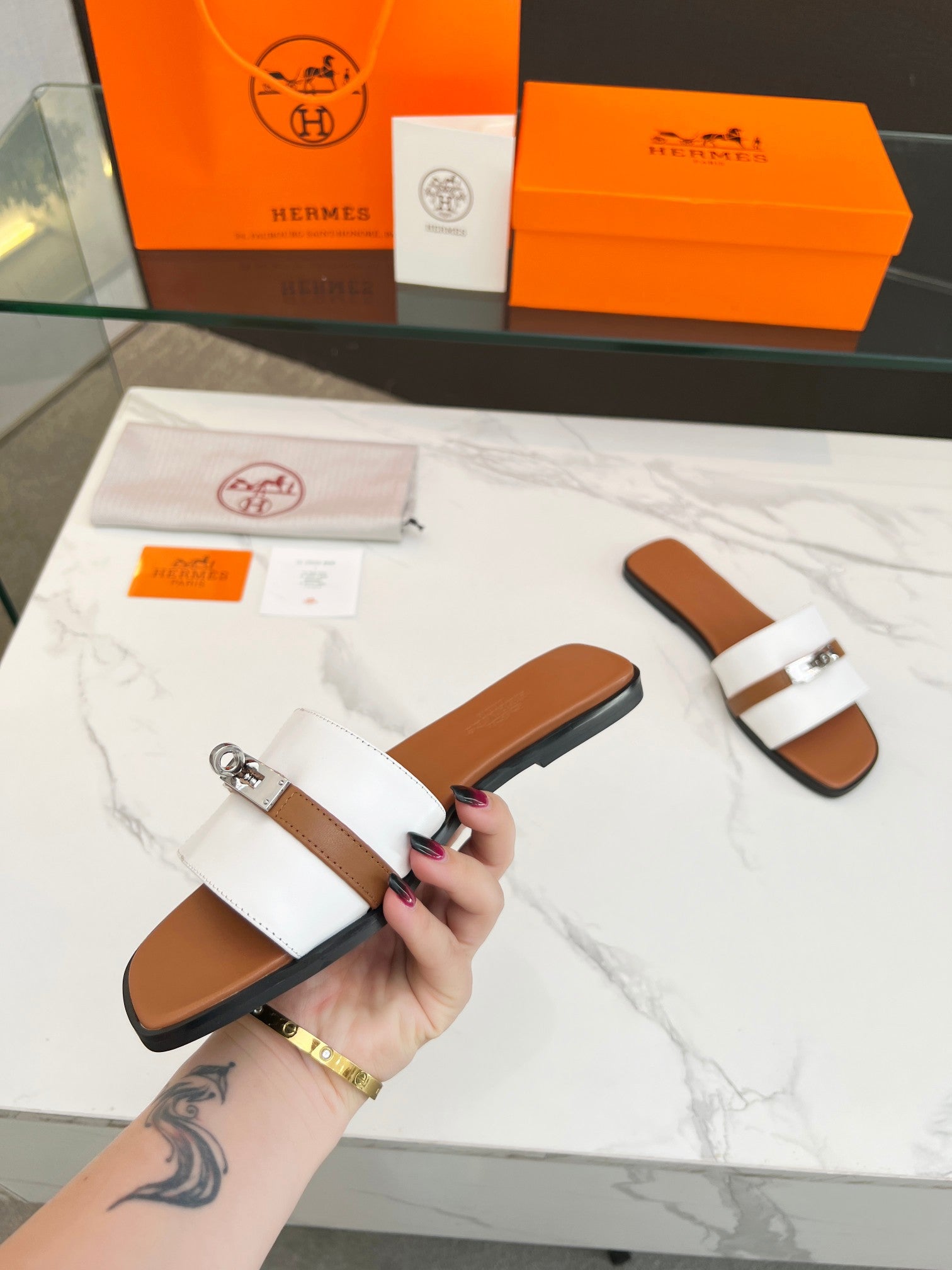 Giulia Sandal White Tan Calfskin、mysite、Cacoeks