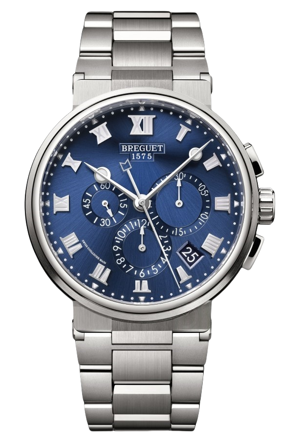 Breguet Marine Ref. 5527TI/Y1/TW0 Super Clone Watch – Titanium Blue Dial Chronograph Fake Replica