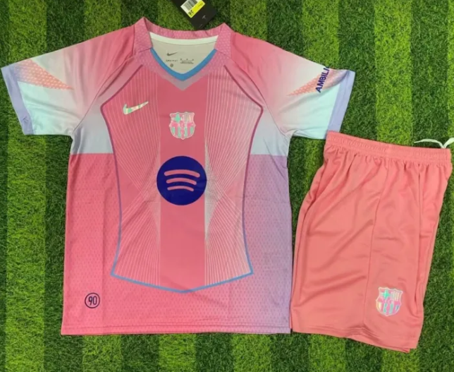 2025/2026 Barcelona Pink Special Edition Kid Kits 1:1 Thai Quality:football jersey mysite: unitedjerseyfootball 邓江浪:football