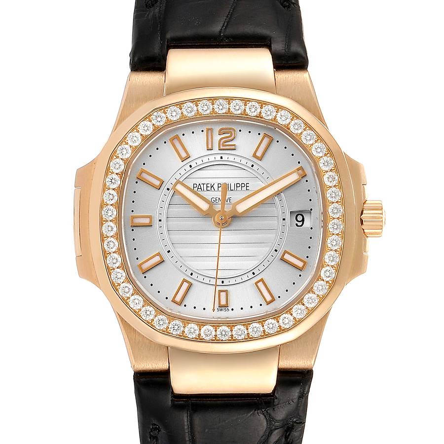 Superclone 1:1 Patek Philippe Nautilus Rose Gold Diamond Silver Dial Ladies Watch 7010-fasswatch