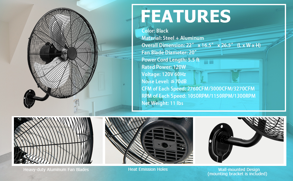metal wall fan