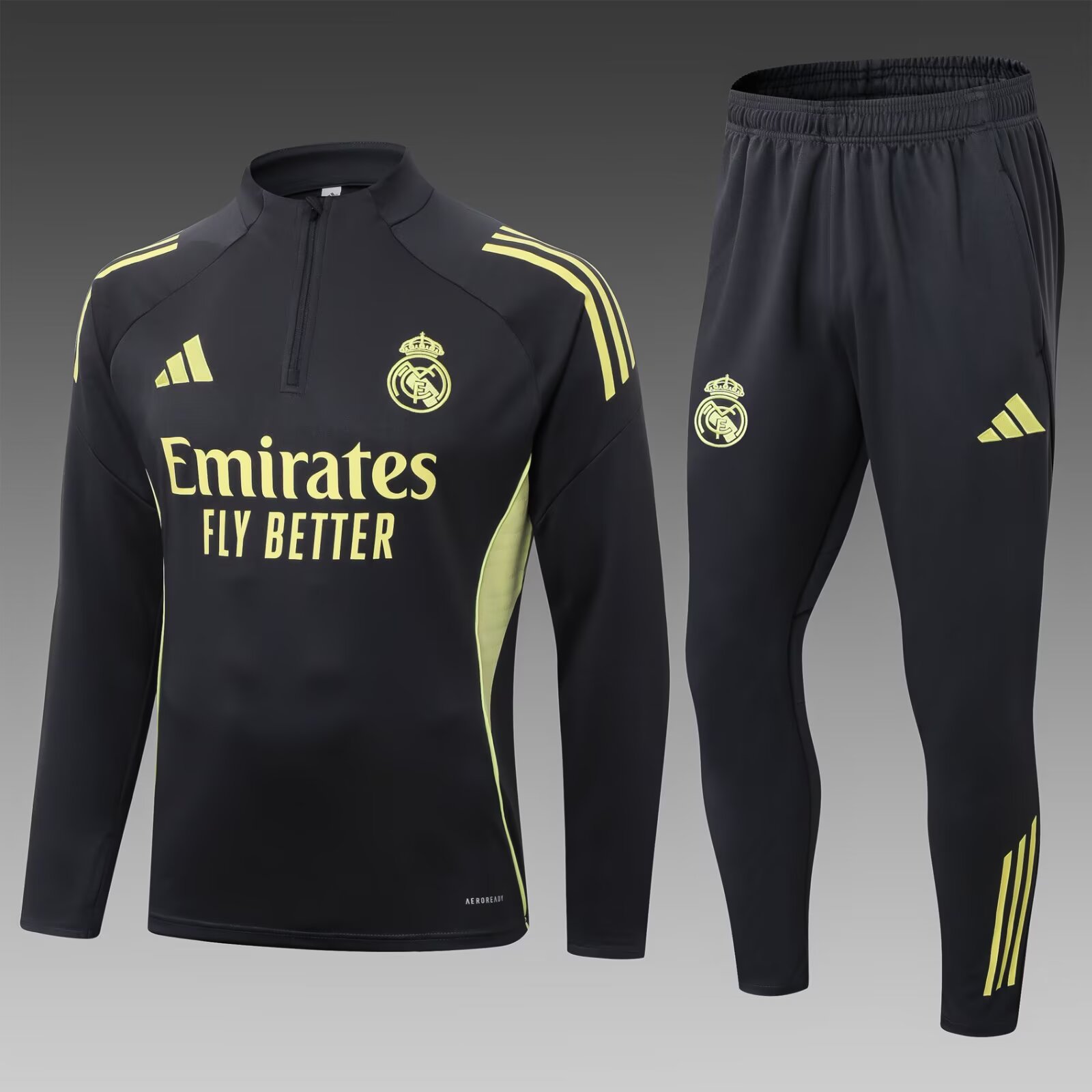 2025/2026 Real Madrid Half-Pull Training Suit Dark Gray Football Shirt 1:1 Thai Quality Set:football jersey mysite: unitedjerseyfootball 邓江浪:football
