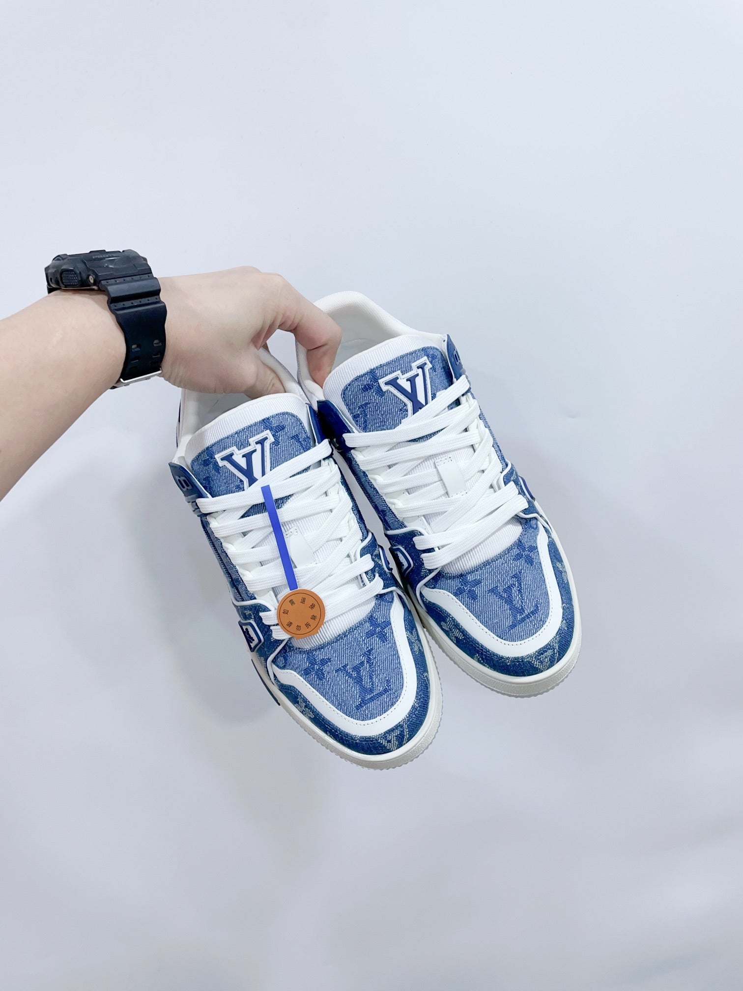 LV TRAINER SNEAKER IN CERULEAN BLUE MONOGRAM DENIM、mysite、Cacoeks