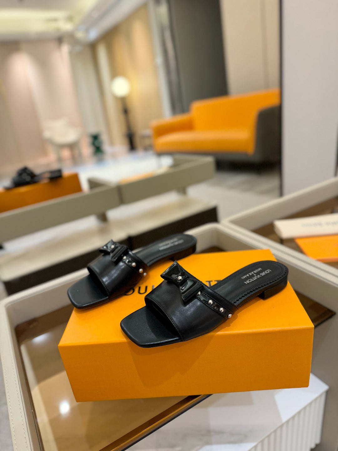 LV X TM 6AM FLAT MULE IN BLACK CALFSKIN、mysite、Cacoeks