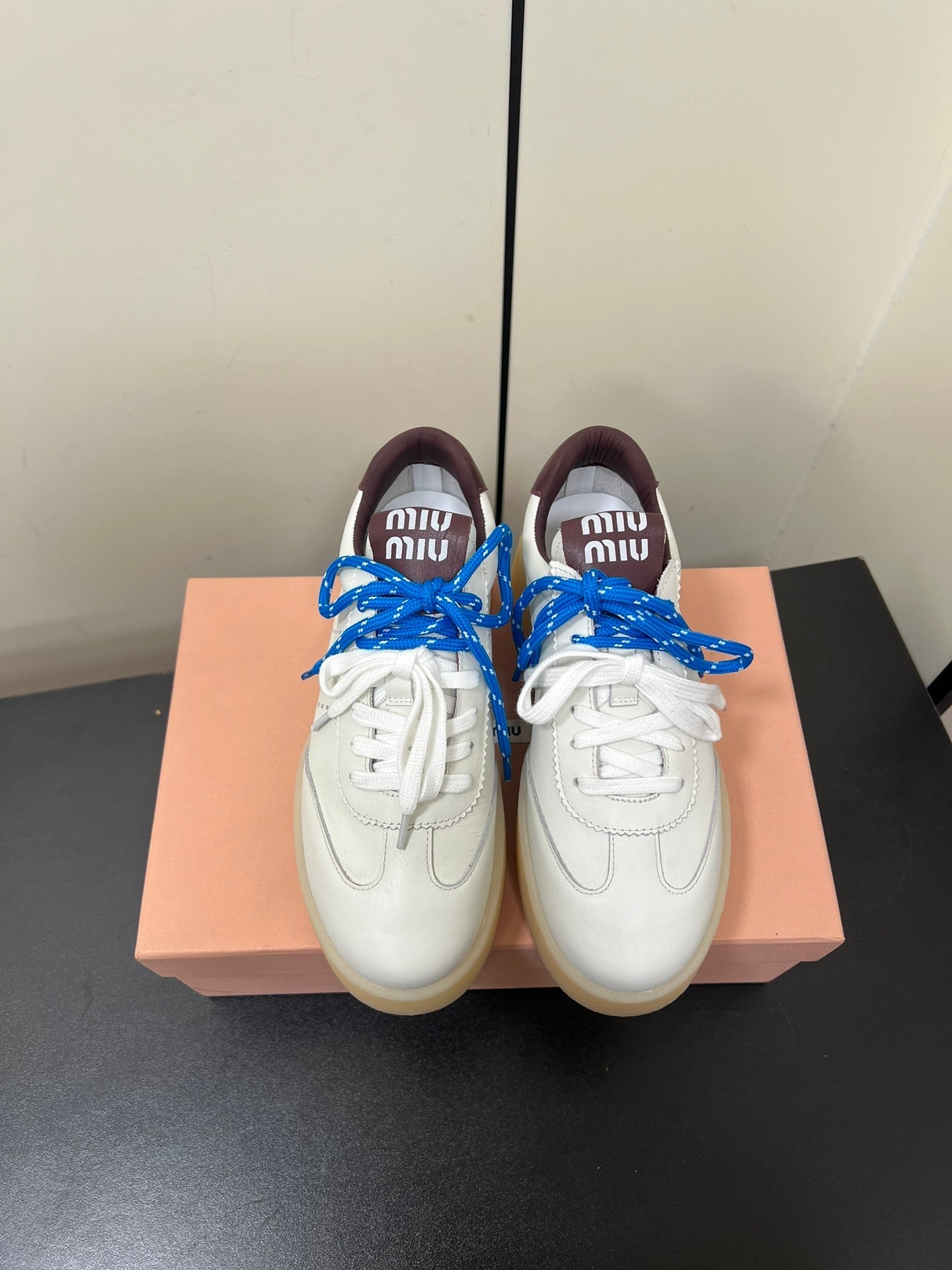 THICK-SOLED RETRO SNEAKERS IN WHITE MIX MERLOT SMOOTH LAMBSKIN、mysite、Cacoeks