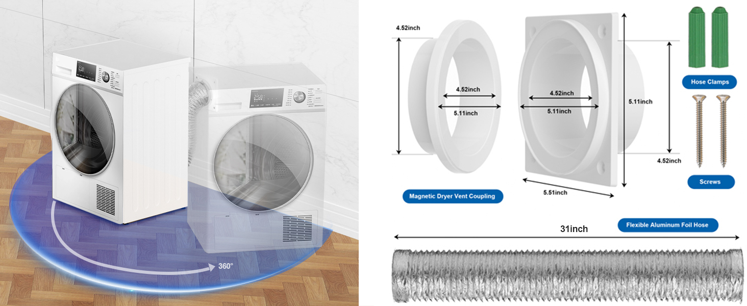 Magnetic Dryer Vent Coupling Connector Kit - DV180 Airtight Seal