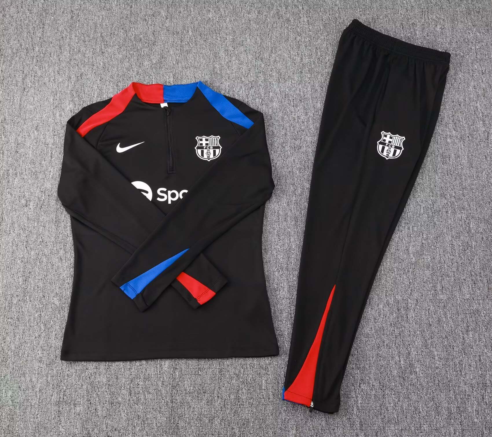 2024/2025 Barcelona Half-Pull Training Suit Black Jersey Set:football jersey mysite: unitedjerseyfootball 邓江浪:football