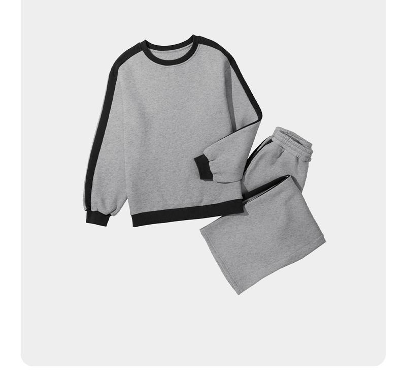 Aleumdr Women's 2 Piece Outfit Fleece Sweatsuit Casual Lounge Matching Sets Crewneck Loose Fit Cozy Sweatshirt & Straight Leg Sweatpants Womenswear Outdoorfun Clothes Chic