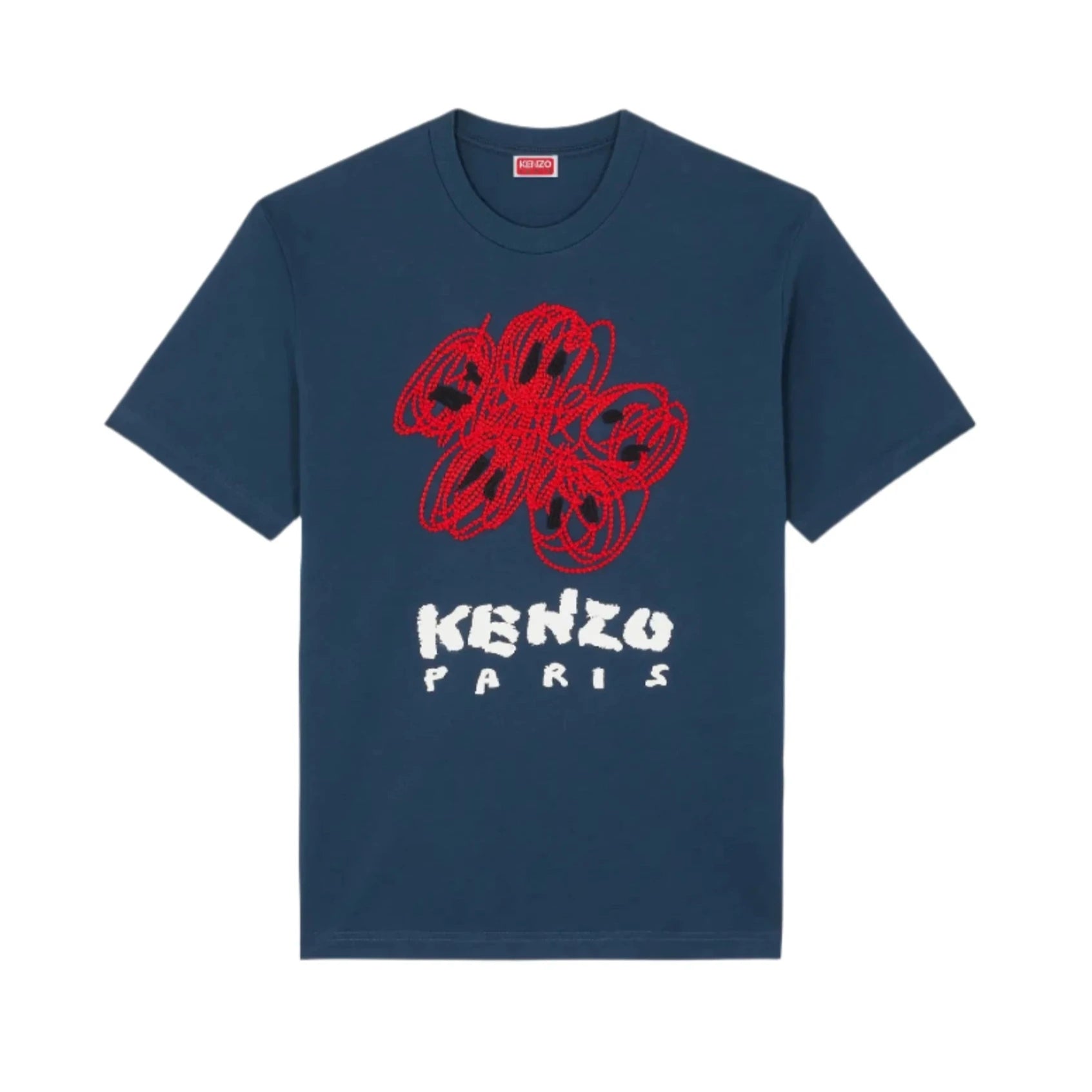Kenzo Drawn Varsity Embroidered T-Shirt Midnight Blue、mysite、Cacoeks