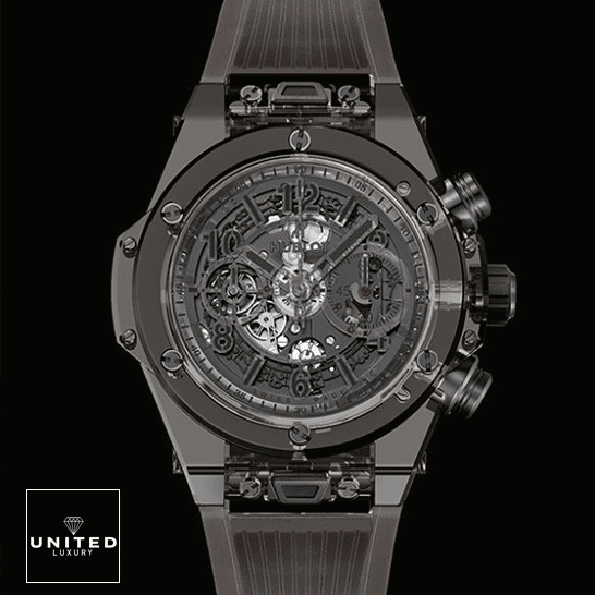 Hublot Big Bang Unico Sapphire All Black Dial Replica black background