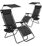 BestMassage Zero Gravity Chair Patio Chairs Lounge Chair 2 Pack Recliner W/Folding Canopy Shade a...