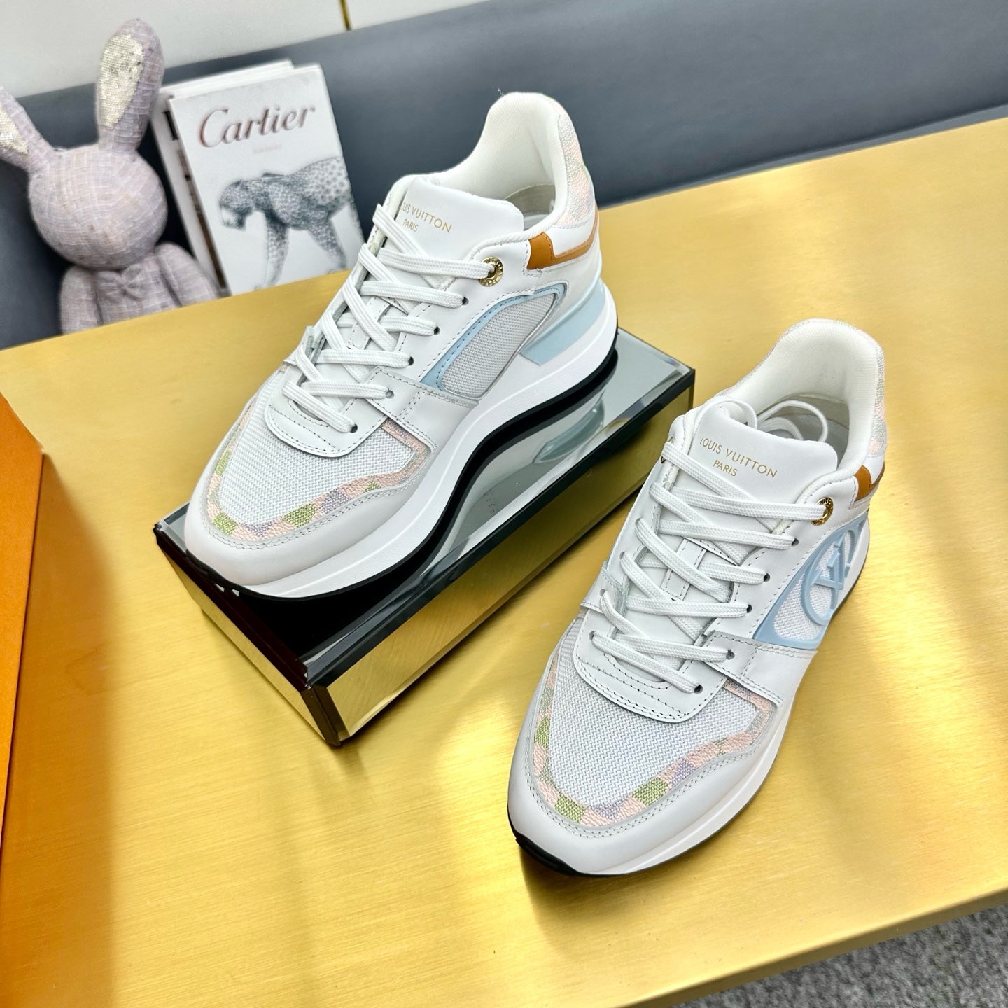 NEO RUN AWAY SNEAKER IN WHITE MIX LIGHT BLUE CALFSKIN、mysite、Cacoeks