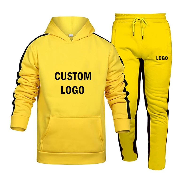 Custom Logo Two Pieces Sets Winter Men's Sets Hoodie+Pants Casual Tracksuit Male Sportswear Gym Jogging Autimn Men's SweatSuit
