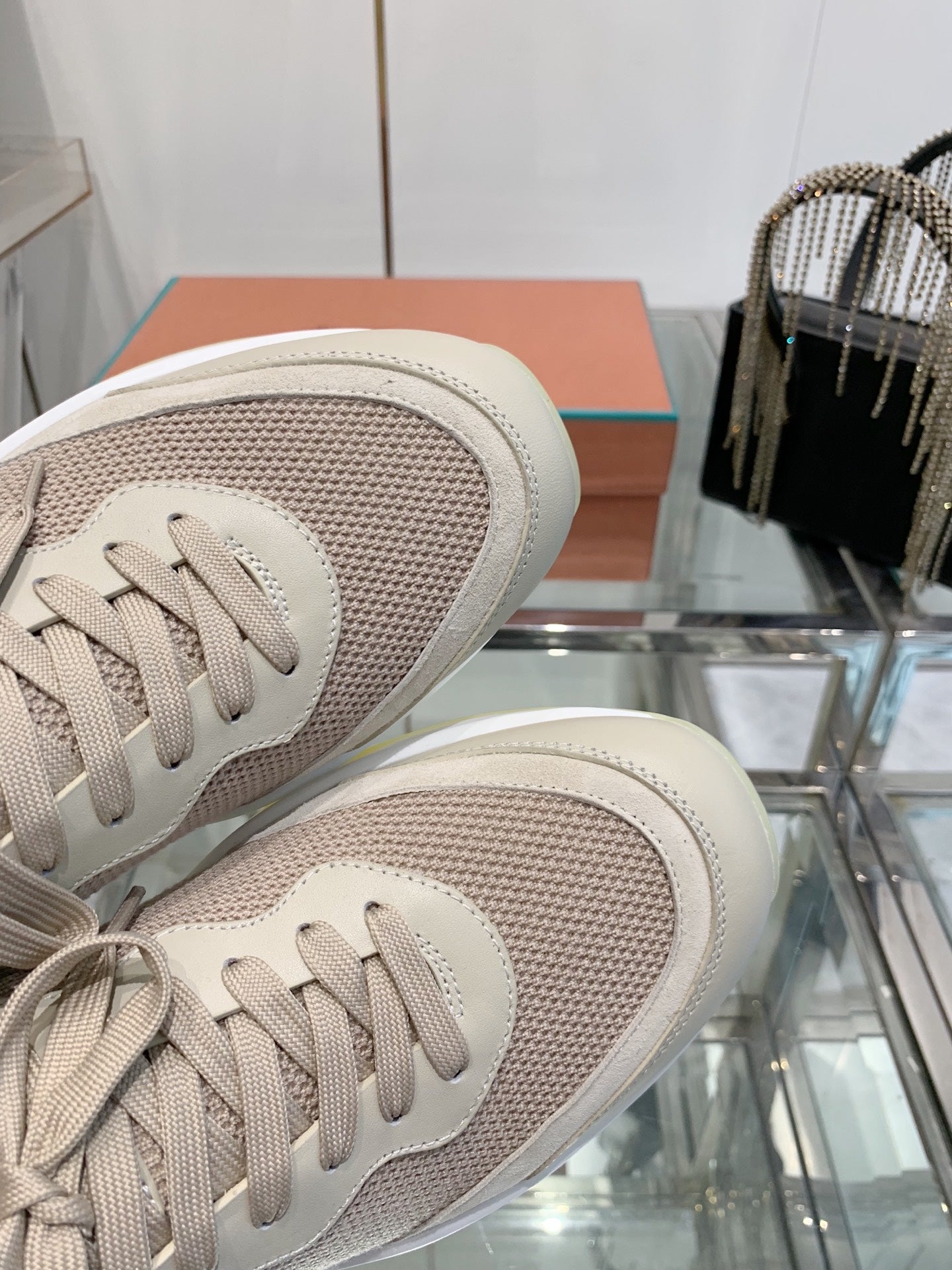 SNEAKER IN LIGHT PINK CANVAS MIX SUEDE WITH LAMBSKIN、mysite、Cacoeks