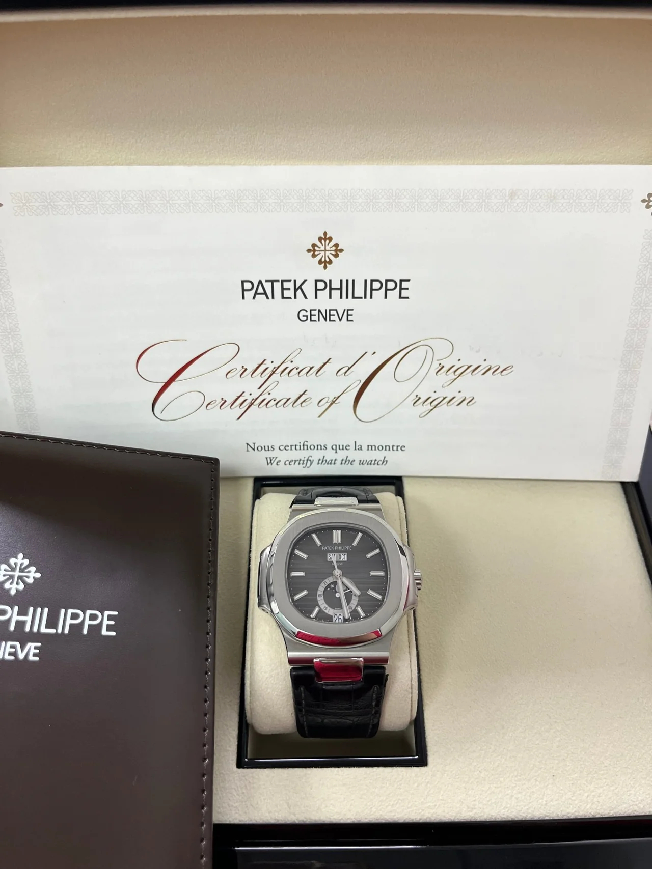 Patek Philippe Nautilus 5726A-001 Super Clone – Moon Phase Black Dial on Leather Strap