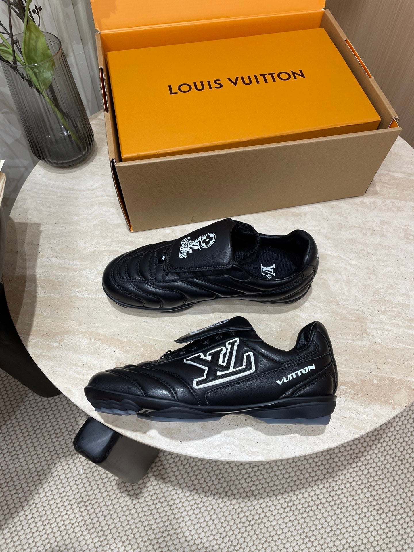 FOOTPRINT SOCCER SNEAKER IN BLACK CALFSKIN、mysite、Cacoeks