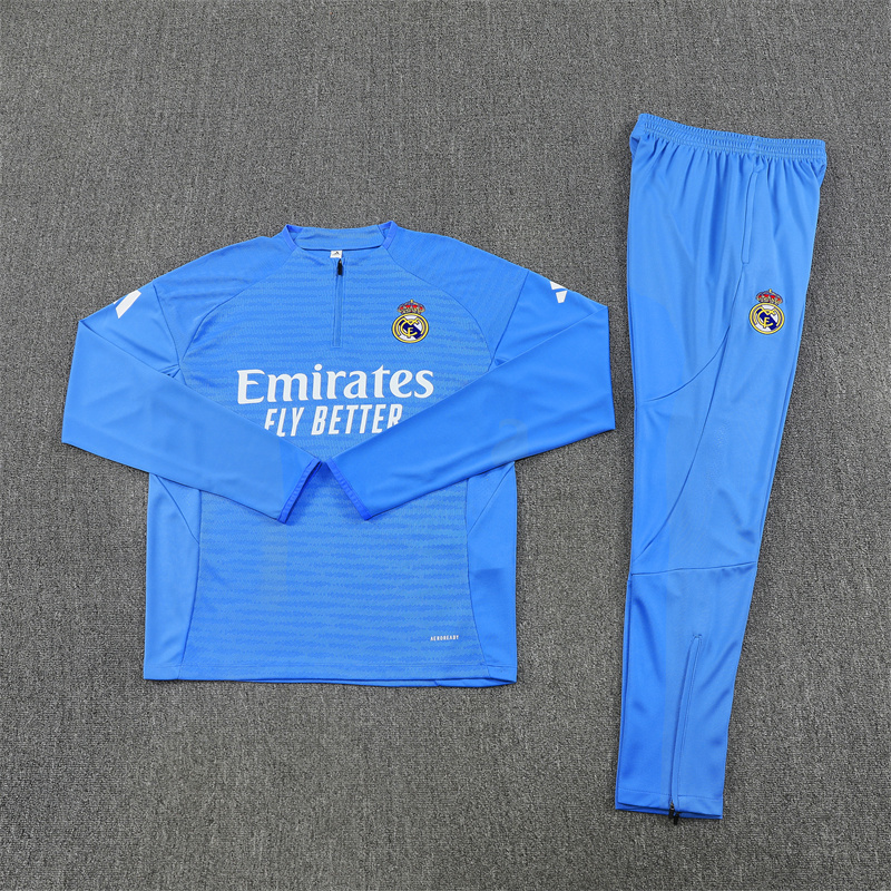 2025/2026 Real Madrid Half-Pull Training Suit Blue Football Shirt 1:1 Thai Quality Set:football jersey mysite: unitedjerseyfootball 邓江浪:football