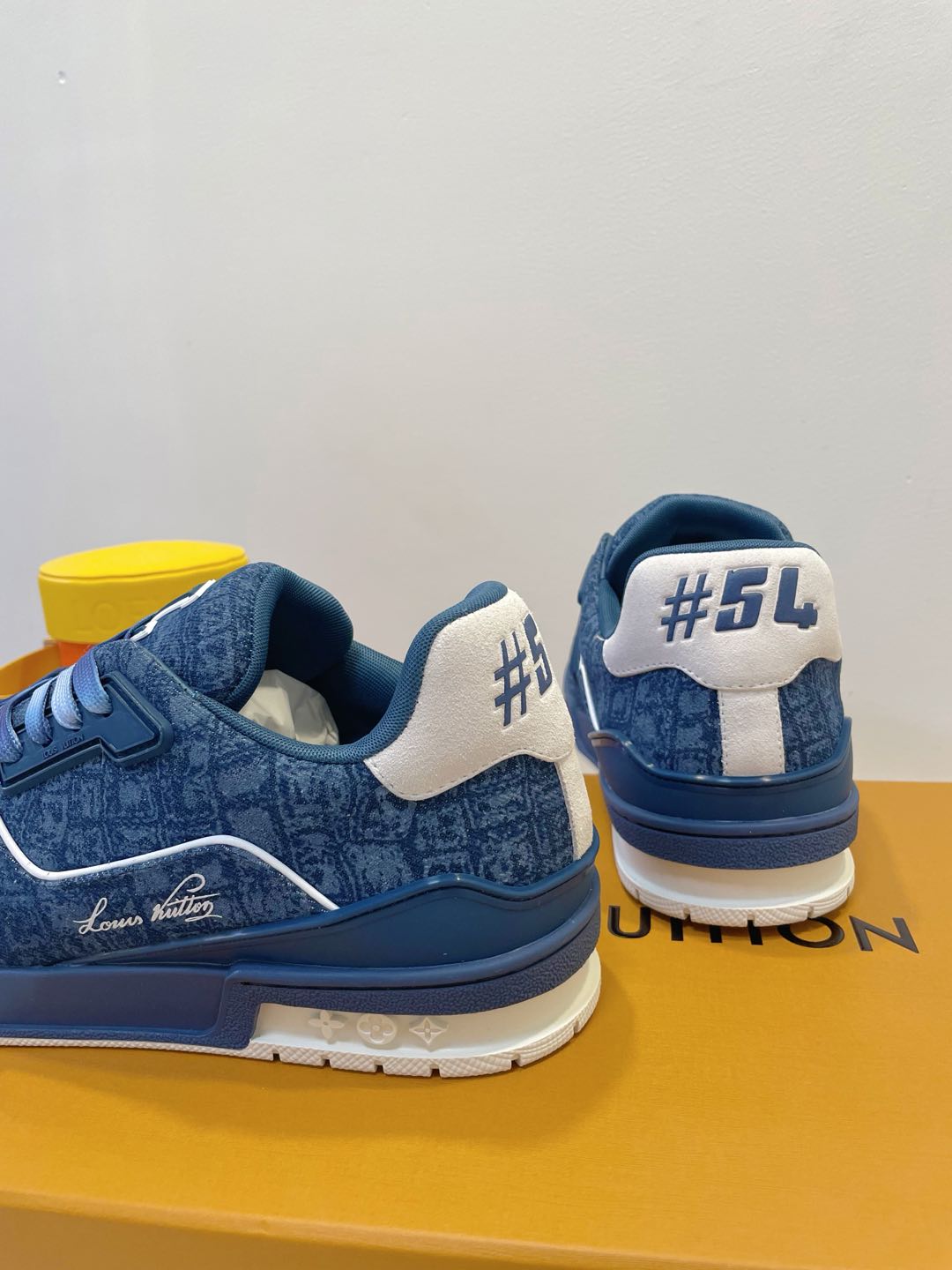 TRAINER SNEAKER IN CLASSIC BLUE MONOGRAM DENIM FABRIC、mysite、Cacoeks