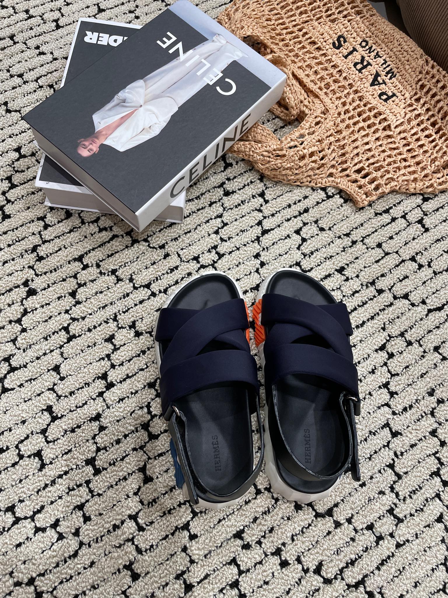 ELECTRIC SANDAL BLACK MIX CHARCOAL BLACK CALFSKIN、mysite、Cacoeks