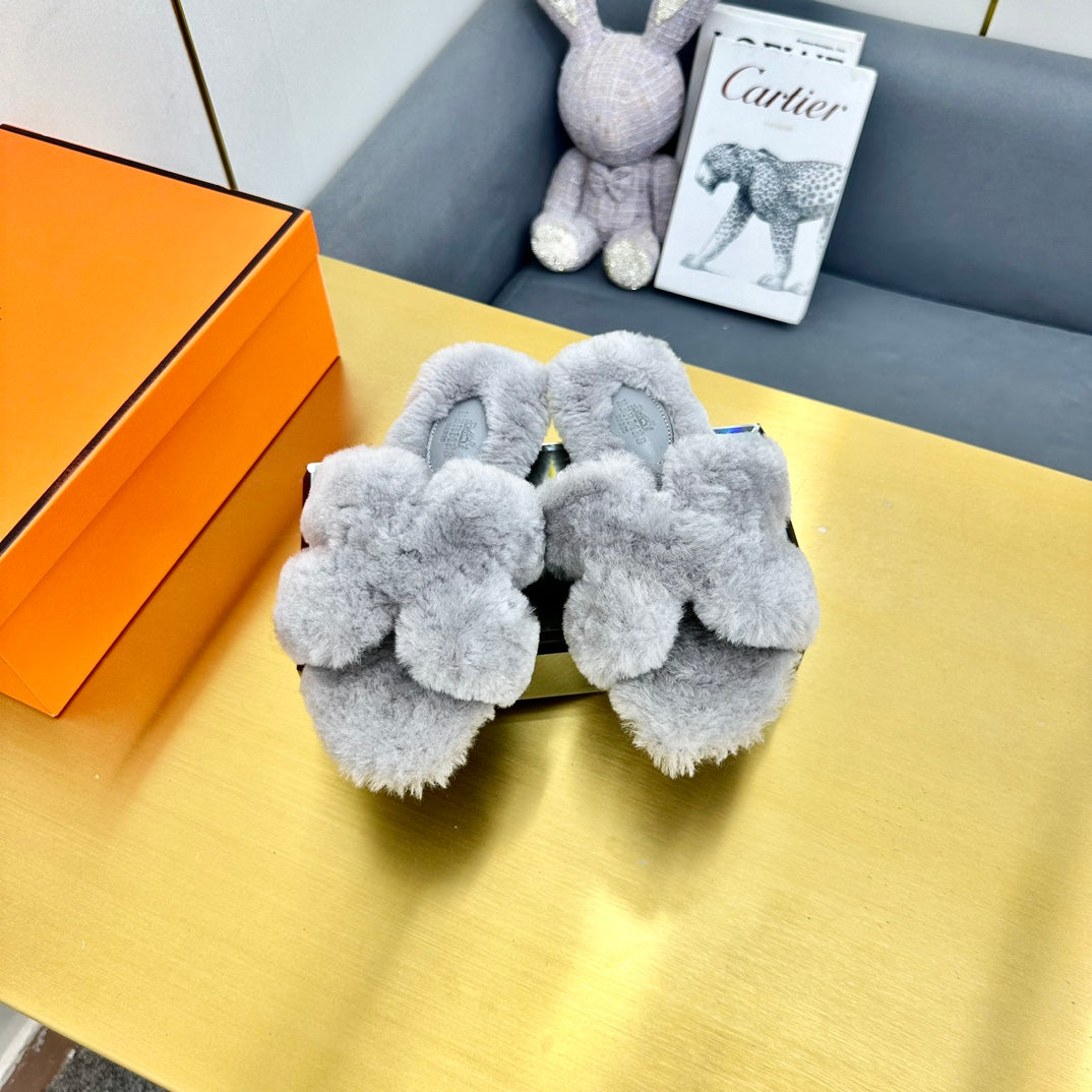 0RAN SHEARLING SANDALS SILVER GRAY、mysite、Cacoeks