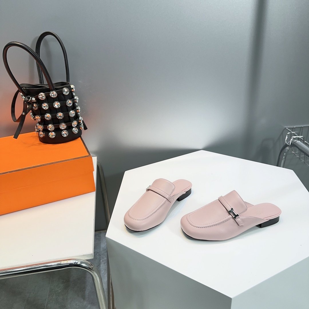 Lena Mule Pastel Pink Leather、mysite、Cacoeks