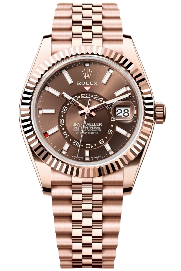 Rolex Sky-Dweller Chocolate Dial Super Clone Swiss Replica Watch Jubilee Bracelet Ref M336935-0006 Swiss 9002 Movement