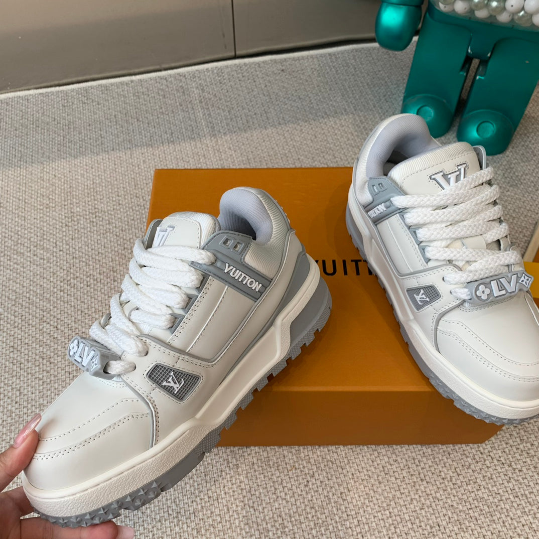 LV TRAINER MAXI SNEAKER IN WHITE MIX DOVE GRAY CALFSKIN、mysite、Cacoeks