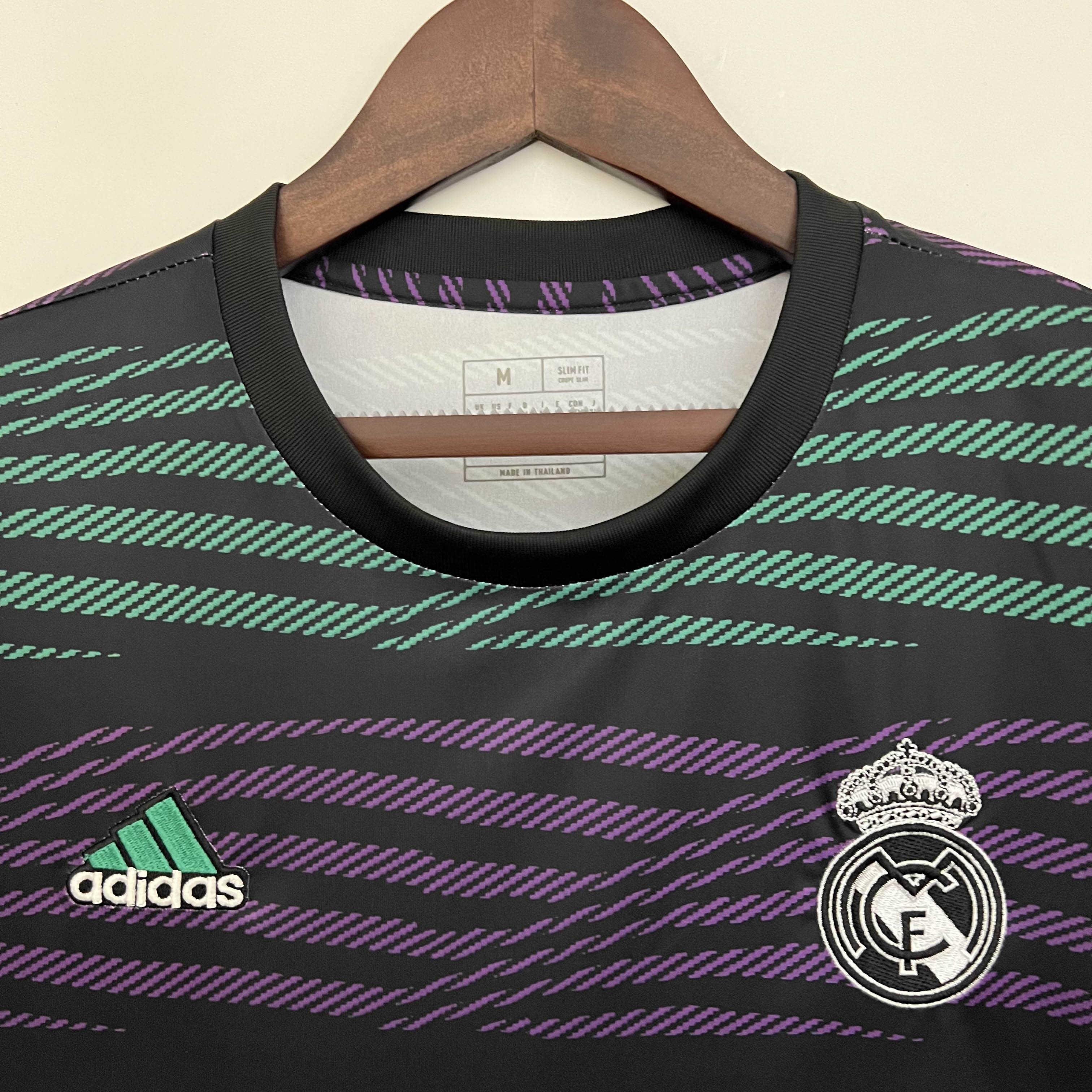 2023/2024 Real Madrid Training Wear Green And Purple Stripes Football Shirt:football jersey mysite: unitedjerseyfootball 邓江浪:football