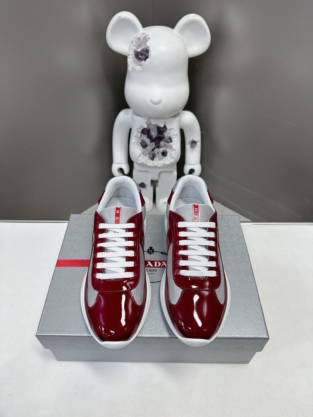 PRADA SNEAKERS IN BURDUNDY RED CALFSKIN AND MESH、mysite、Cacoeks