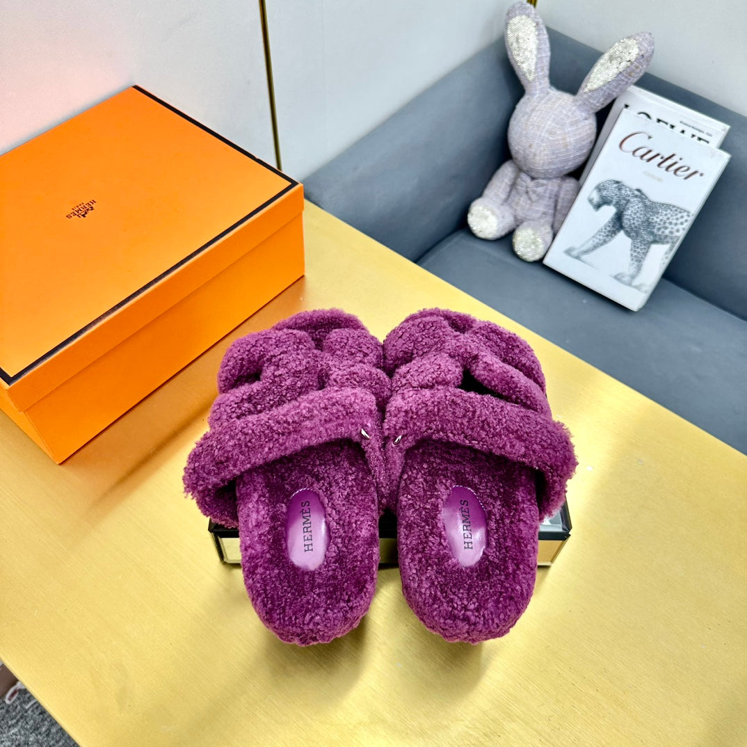 CHYPRE SANDAL IN ORCHID PURPLE SHEARLING、mysite、Cacoeks