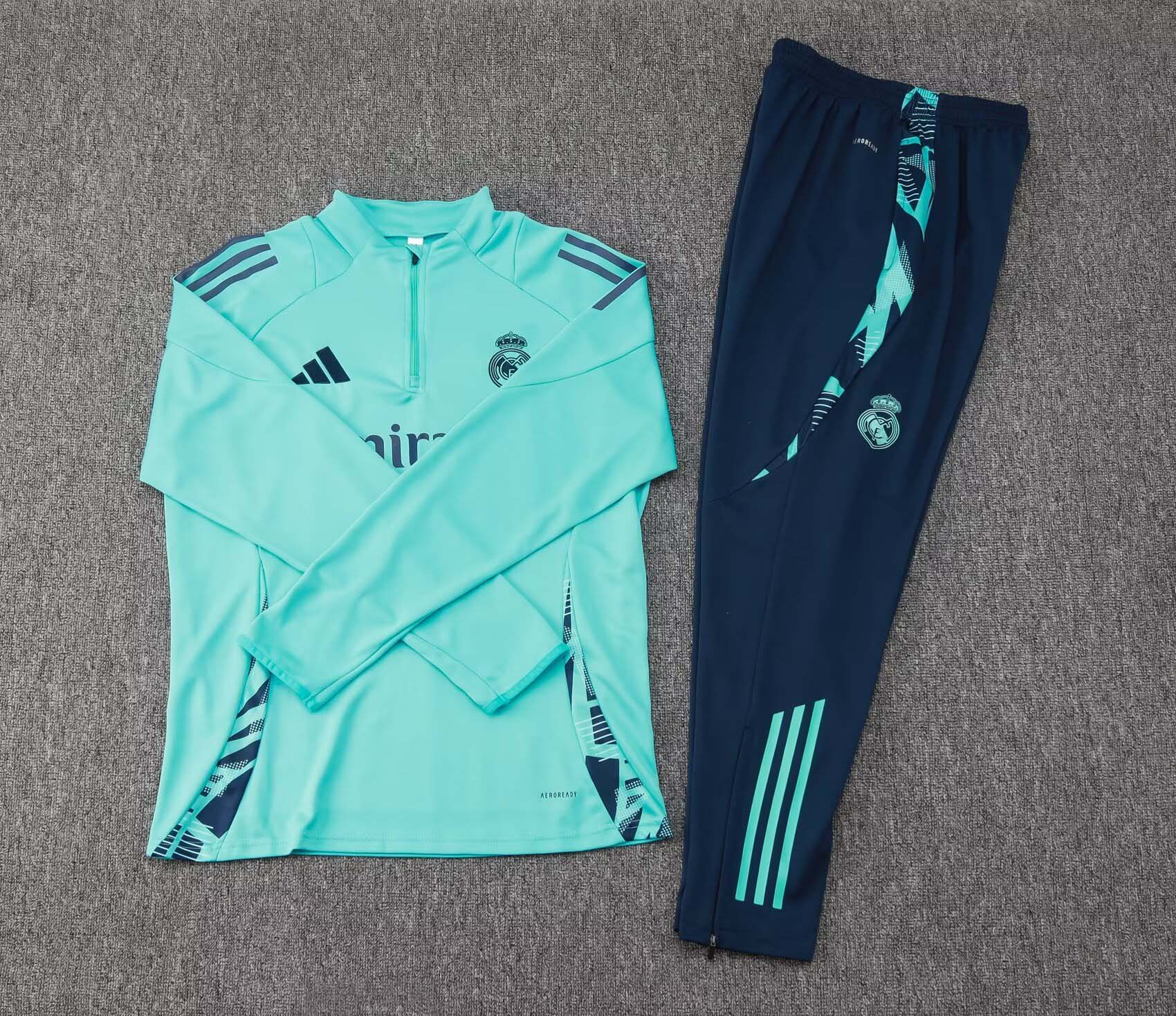 2024/2025 Real Madrid Half-Pull Training Suit Light green Football Shirt 1:1 Thai Quality Set:football jersey mysite: unitedjerseyfootball 邓江浪:football