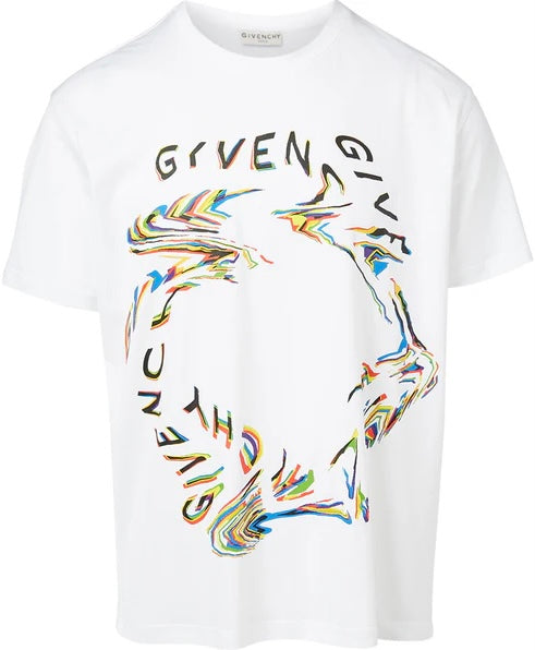 Givenchy Glitch Printed T-Shirt White Regular Fit、mysite、Cacoeks