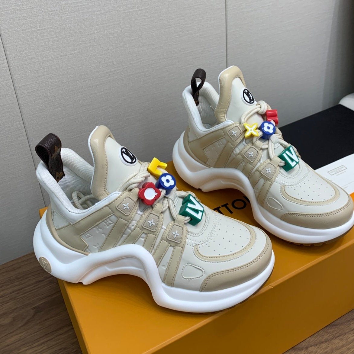 LV ARCHLIGHT SNEAKER BEIGE MIX CAMEL BROWN CALFSKIN、mysite、Cacoeks