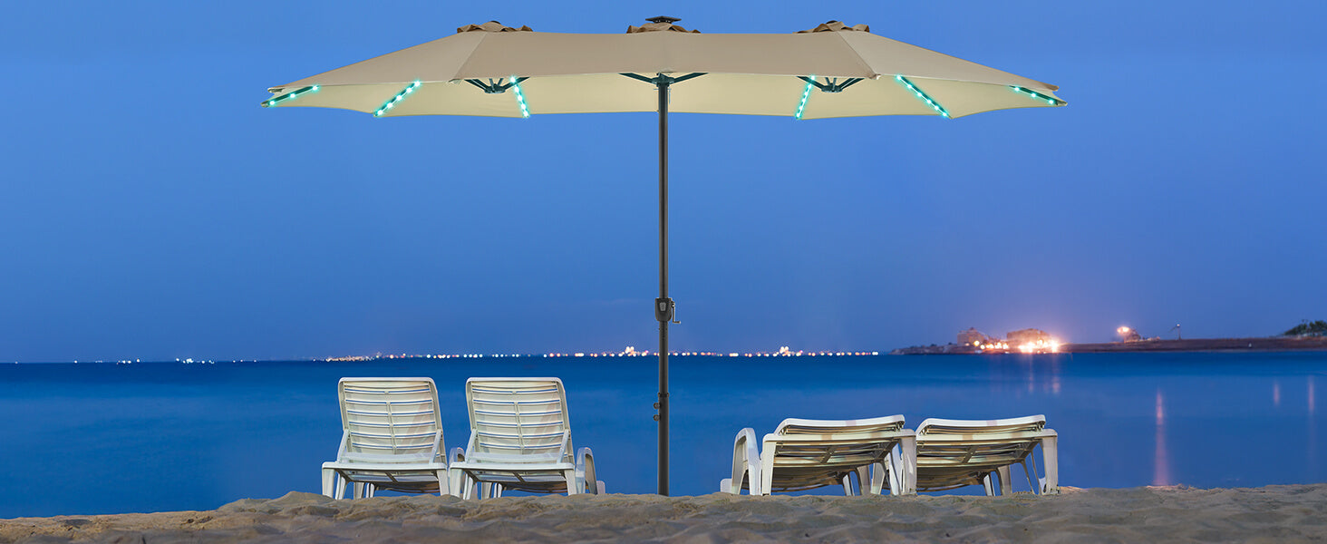 large deck umbrella with lights