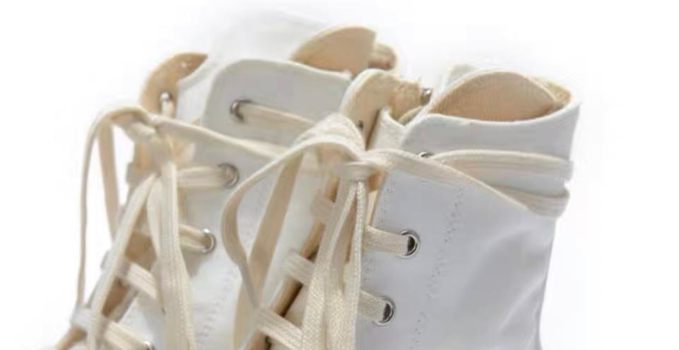 Rick Owens Canvas High Top Sneaker in White Cream、mysite、Cacoeks