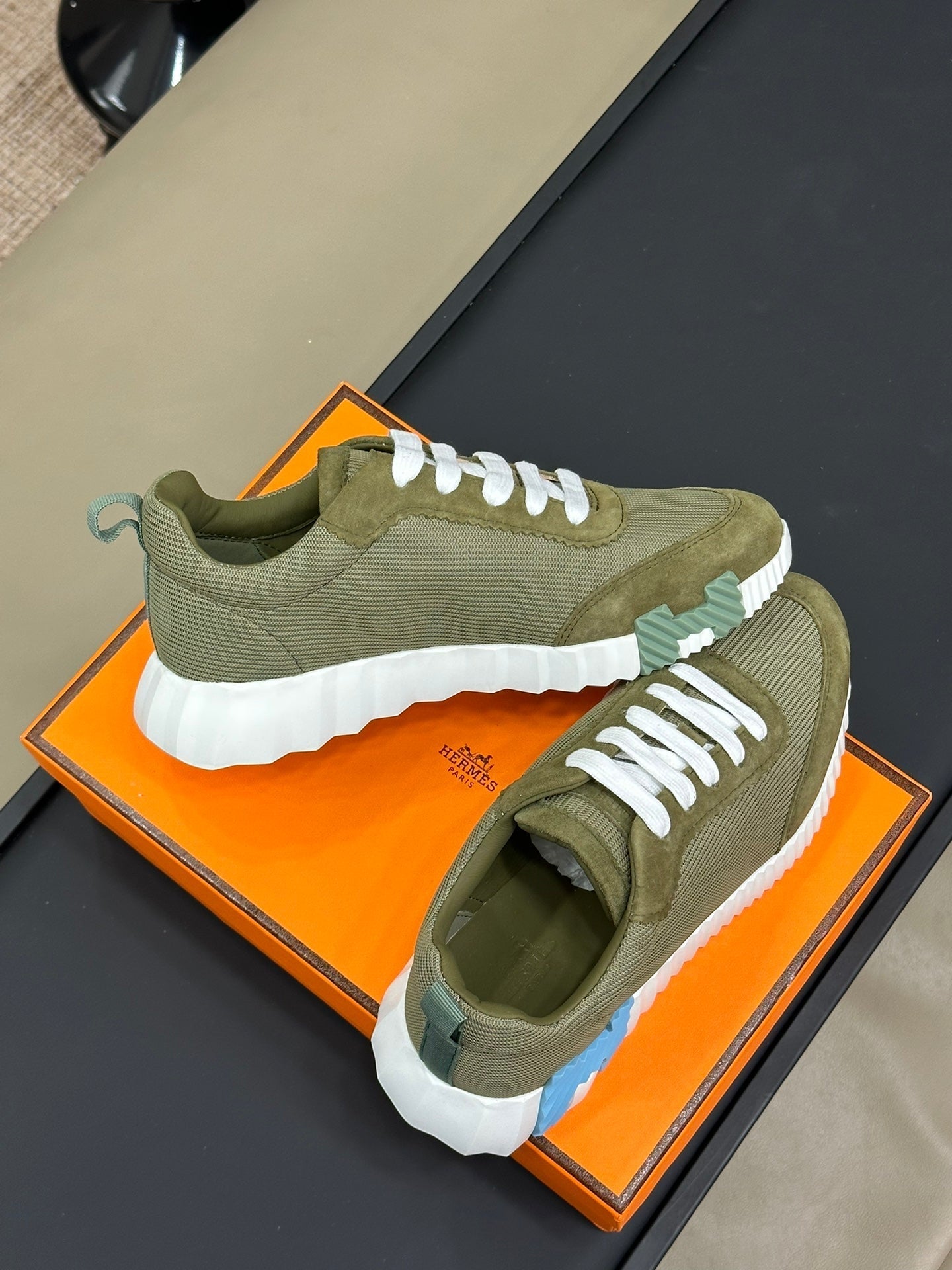 BOUNCING SNEAKERS OLIVE CALFSKIN、mysite、Cacoeks